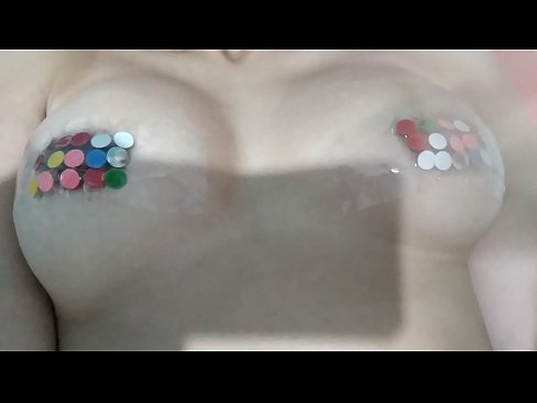 Tits torture with drawing pins
