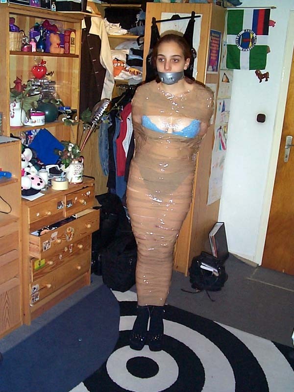 Girl wrapped tape