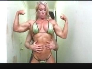 Muscular naked female builder completely