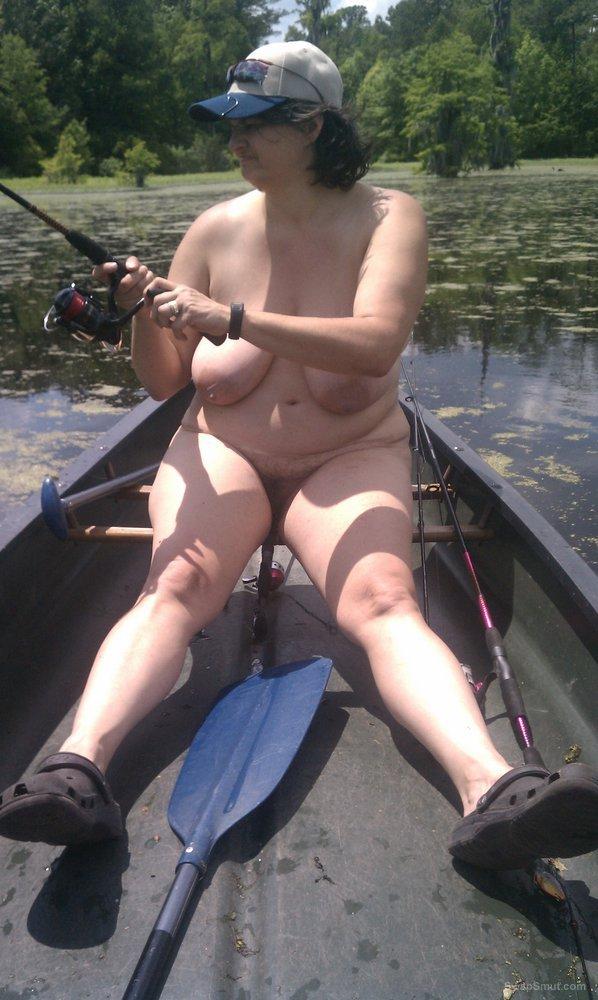 My wife fishing nude