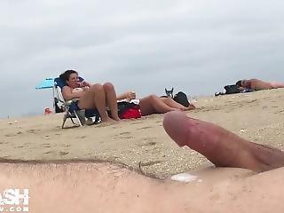 Pantyhose assholes handjob penis on beach
