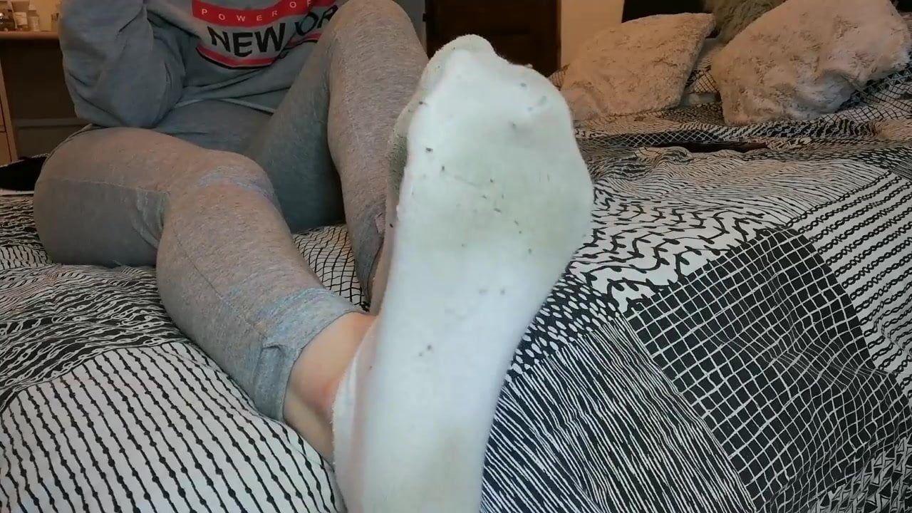Stinky ankle socks removal foot