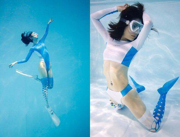 Sugar P. reccomend blue swimsuit underwater