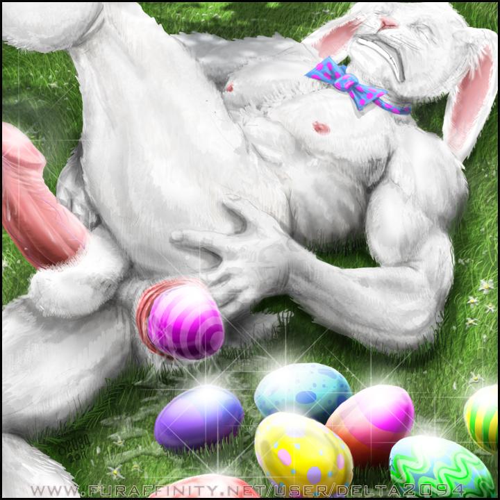 Easter bunny lays eggs
