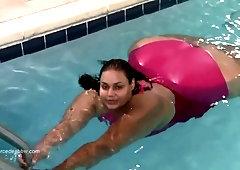 Most amazing tits pool blowing