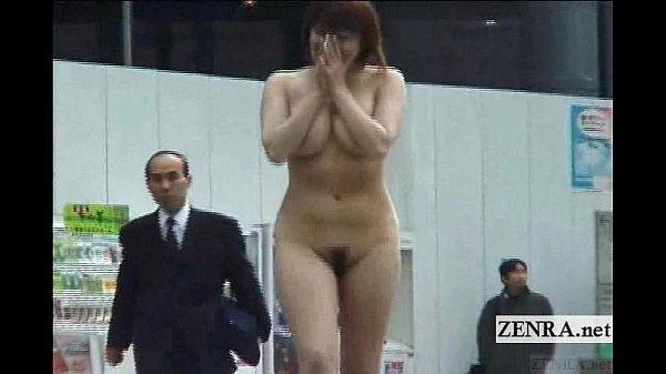 Subtitled busty japanese public nudist