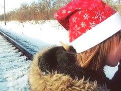Winter outdoor amateur blowjob railway