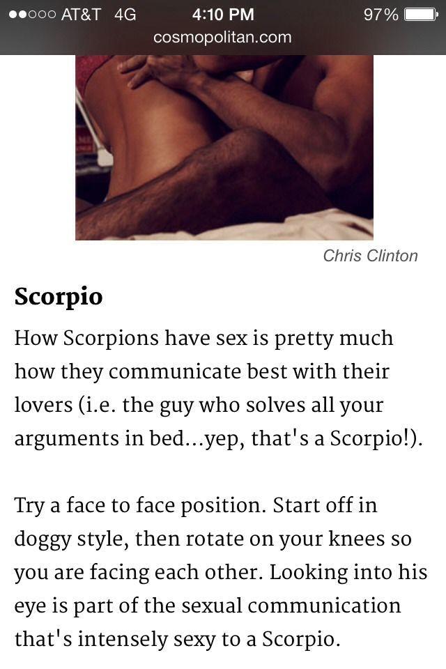 Watson reccomend Scorpios favorite sex position