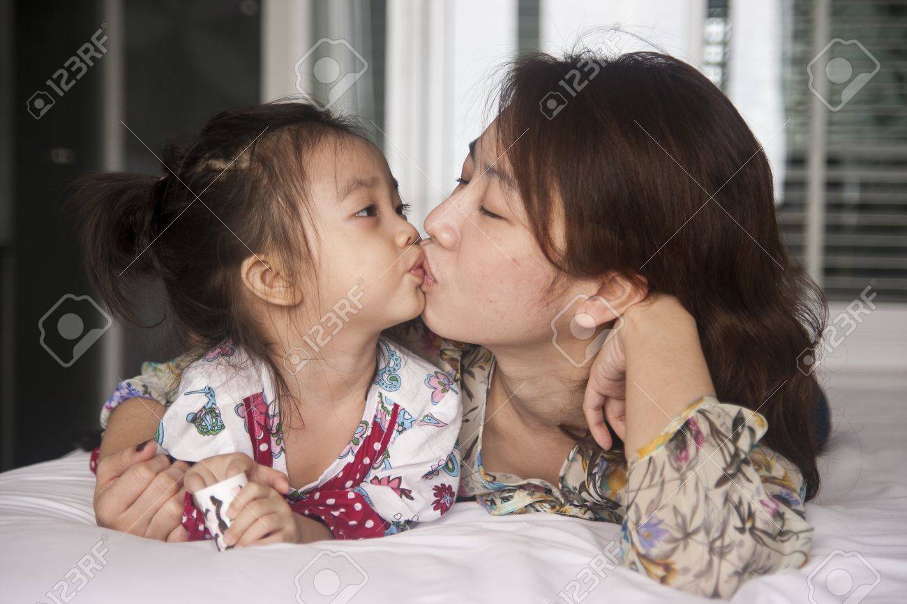 best of Mother daughter kissing and Asian