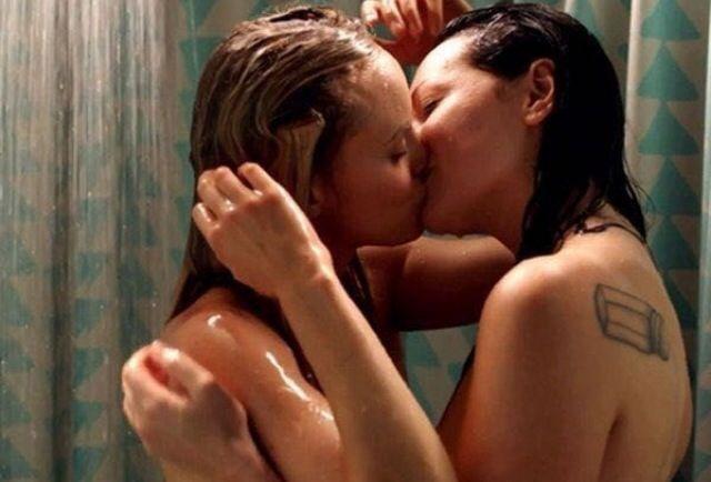 Lesbians in love shower