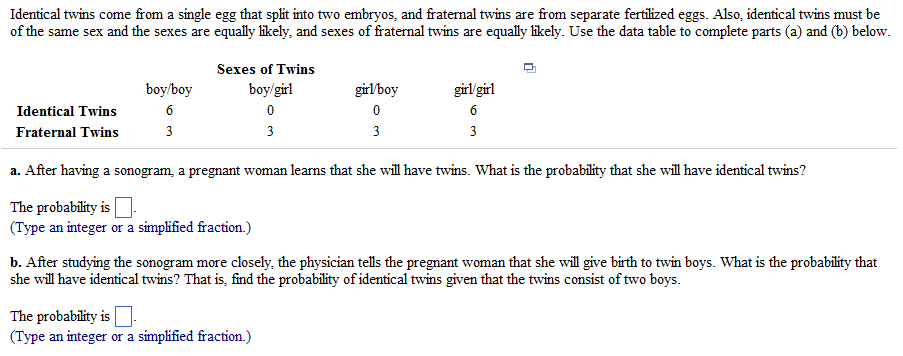 Sex of twins probability