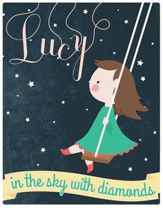 Lucy cartoon swinging ona star