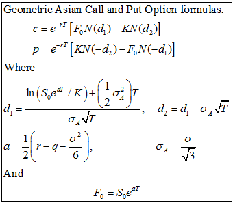 Asian option model