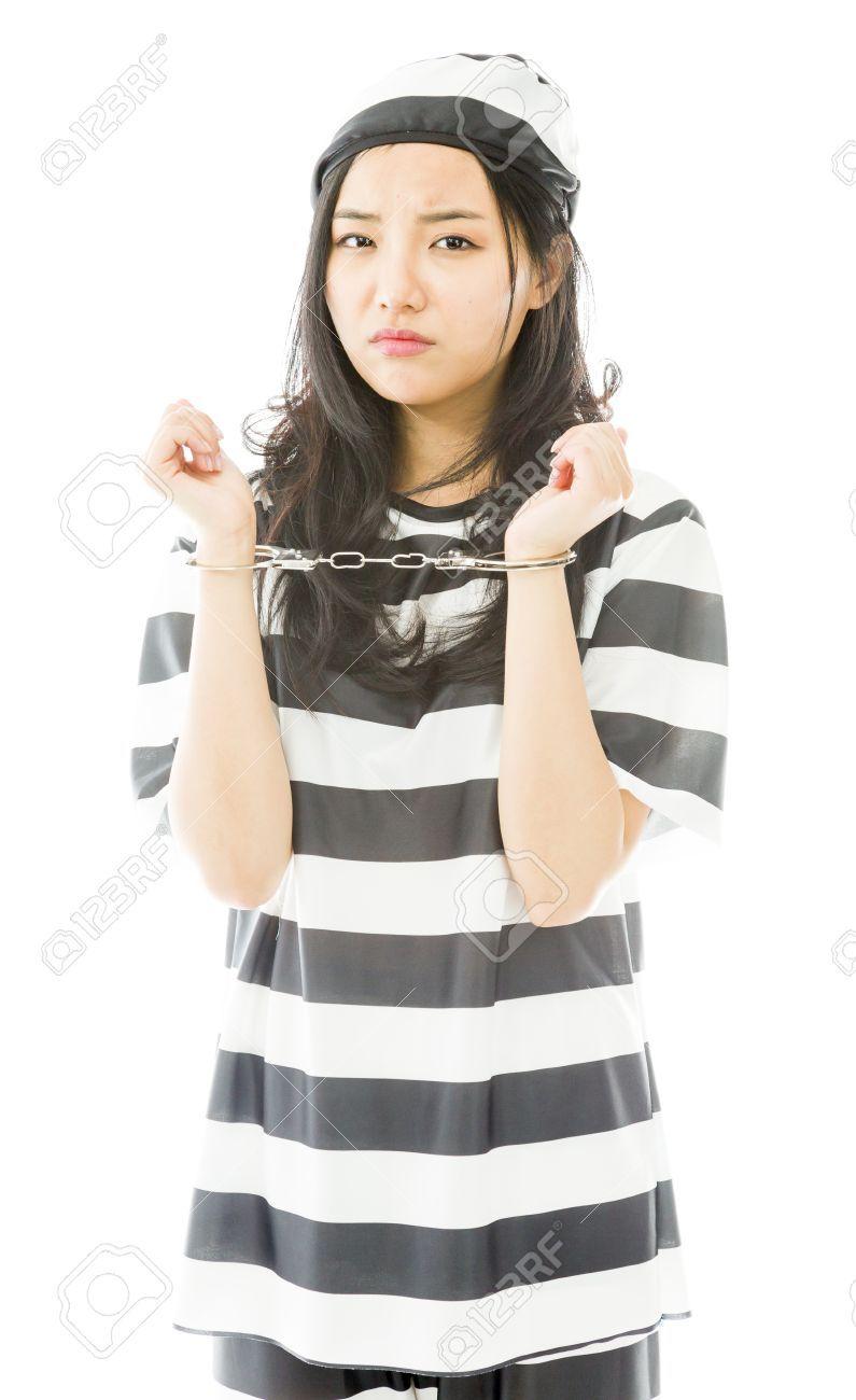 Asian girl in handcuffs