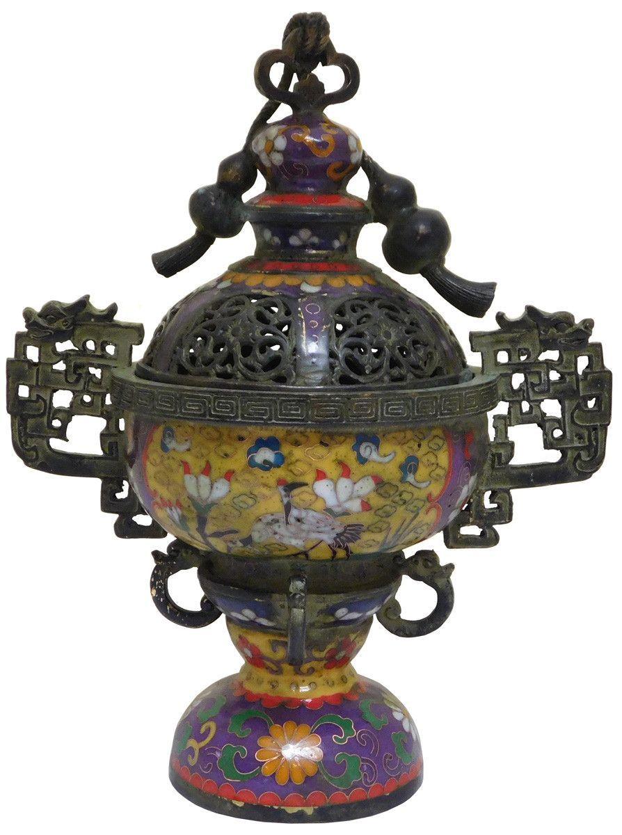 Asian metal incense holder