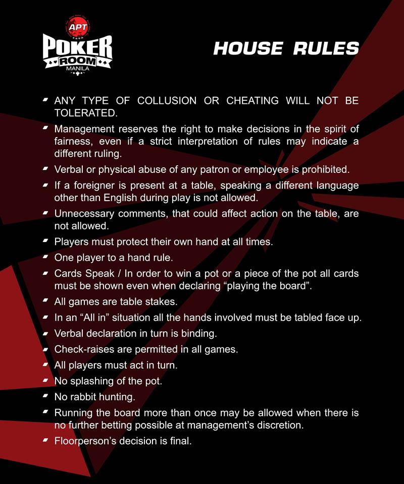 Piston reccomend Asian poker rules